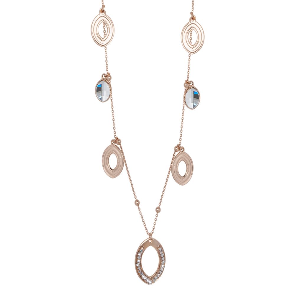 Collana rosata lunga con navette lisce e in Swarovski Default Title