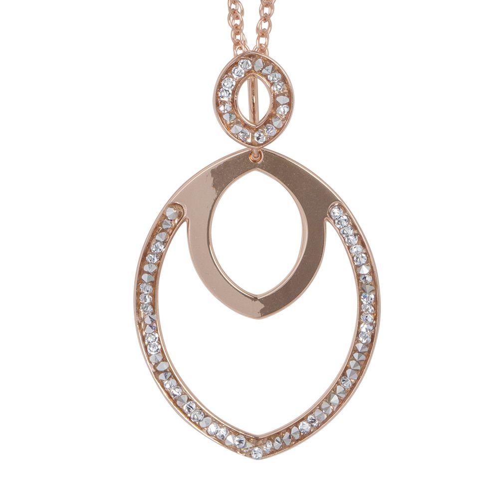 Collana doppio filo rosata con pendente navette e Swarovski Default Title