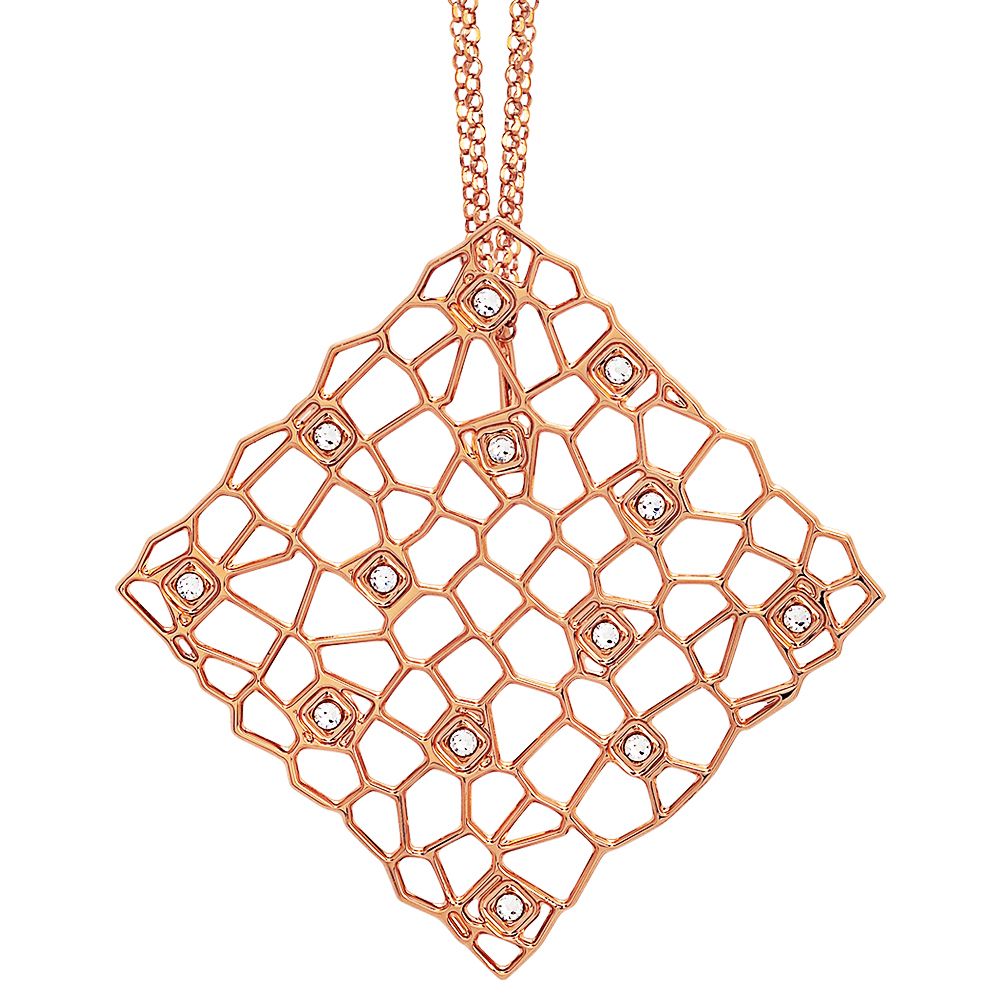 Collana doppio filo rosata con pendente dalla trama a rete e Swarovski Default Title