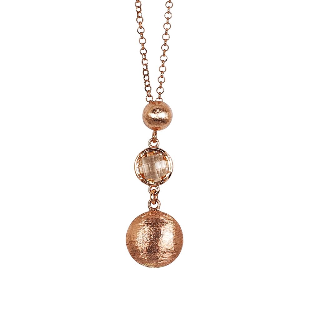 Collana con elementi graffiati pendenti e cristallo peach Default Title