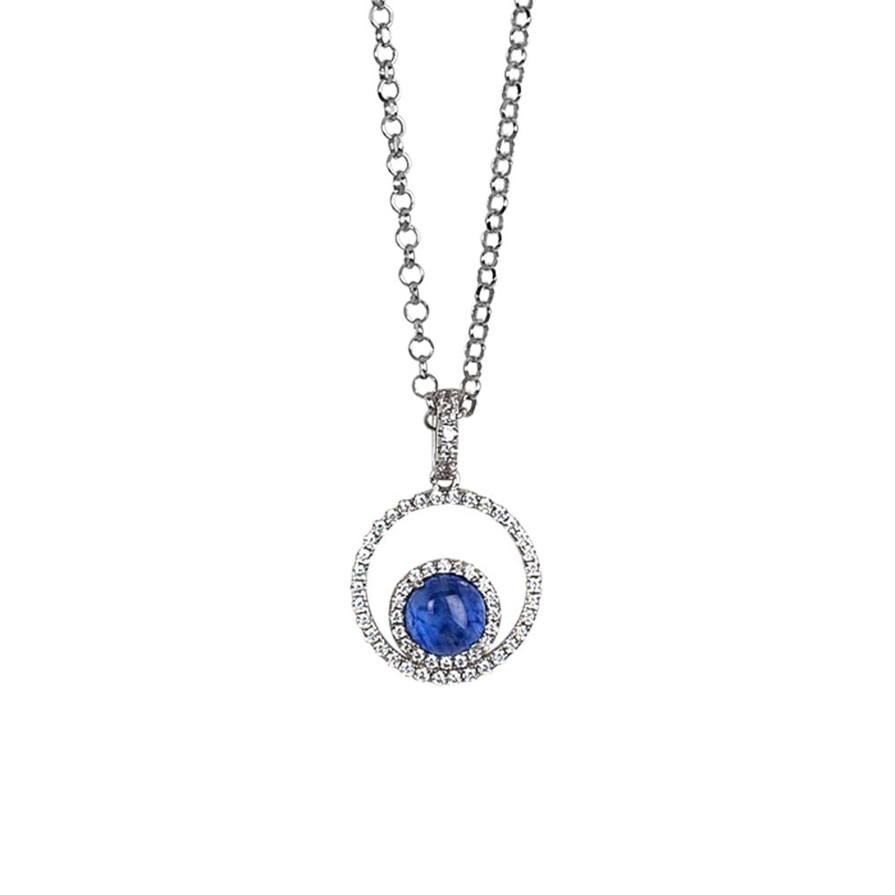 Collana con pendente di zirconi e cabochon blu rutilato Default Title