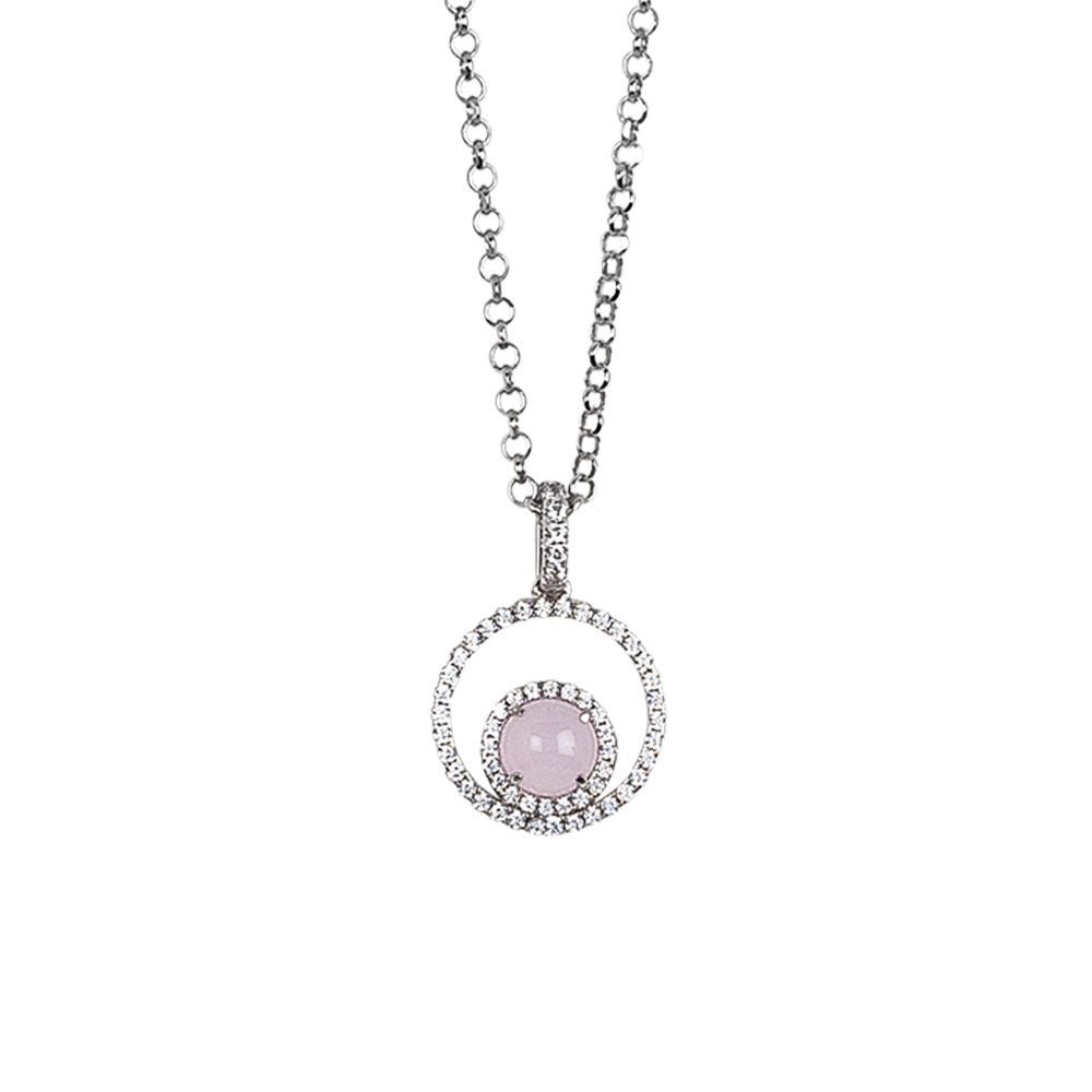 Collana con pendente di zirconi e cabochon rosa chiaro Default Title