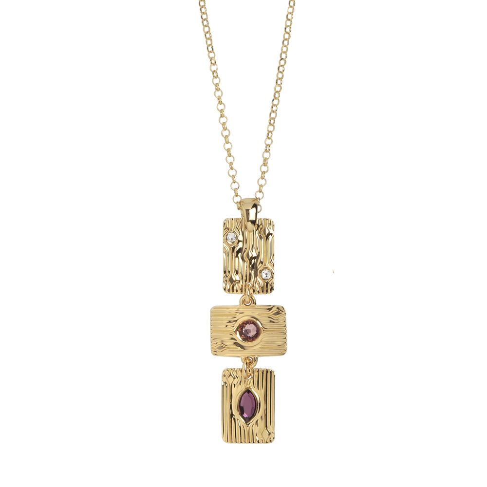 Collana lunga con pendente modulare e Swarovski rosa Default Title
