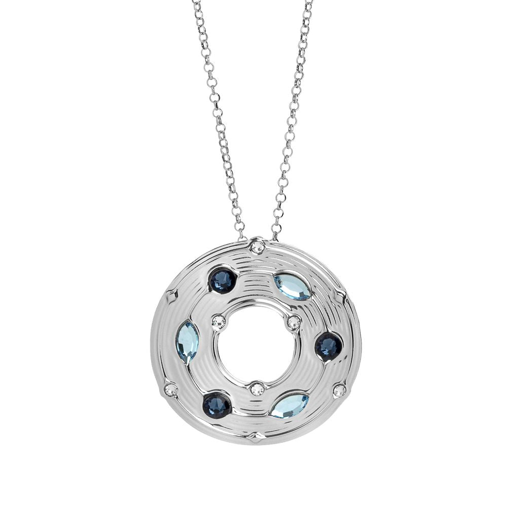 Collana con pendente circolare e Swarovski blu Default Title