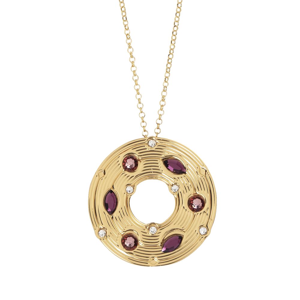 Collana con pendente circolare e Swarovski rosa Default Title