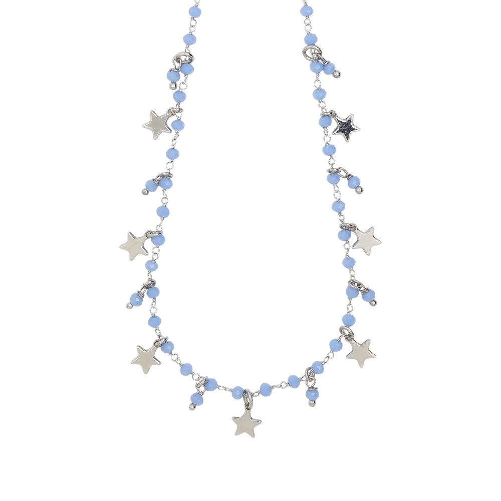Collana rosario con cristalli azzurri e charms tema "stella" Default Title