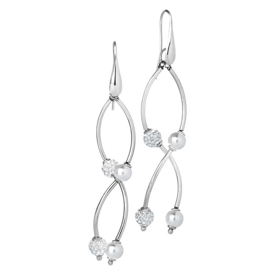 Orecchini tubolari pendenti con Swarovski e strass Default Title