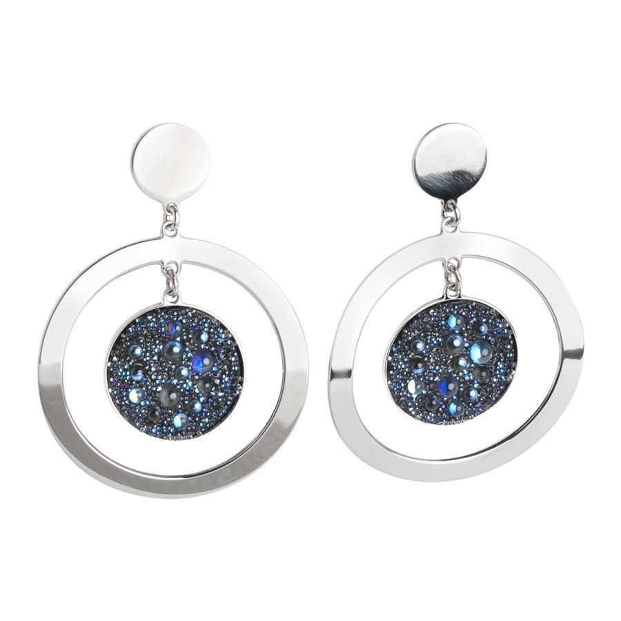 Orecchini concentrici con superficie Swarovski galuchat moonlight Default Title