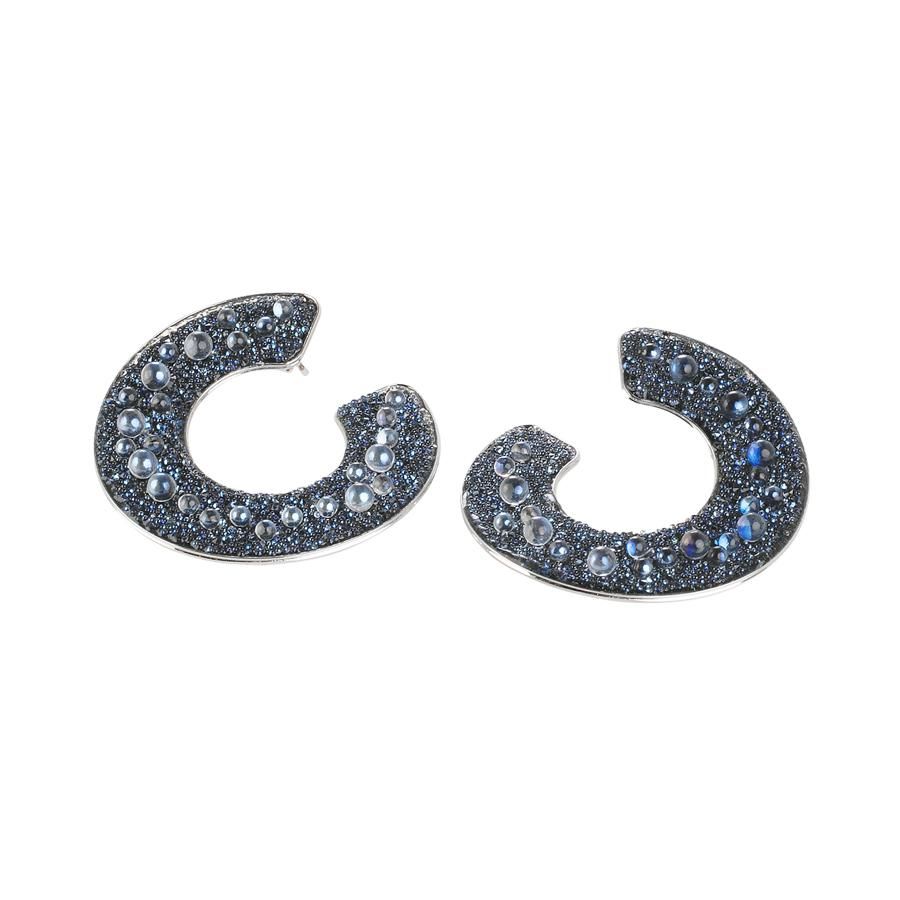 Orecchini a spirale con superficie Swarovski galuchat moonlight Default Title