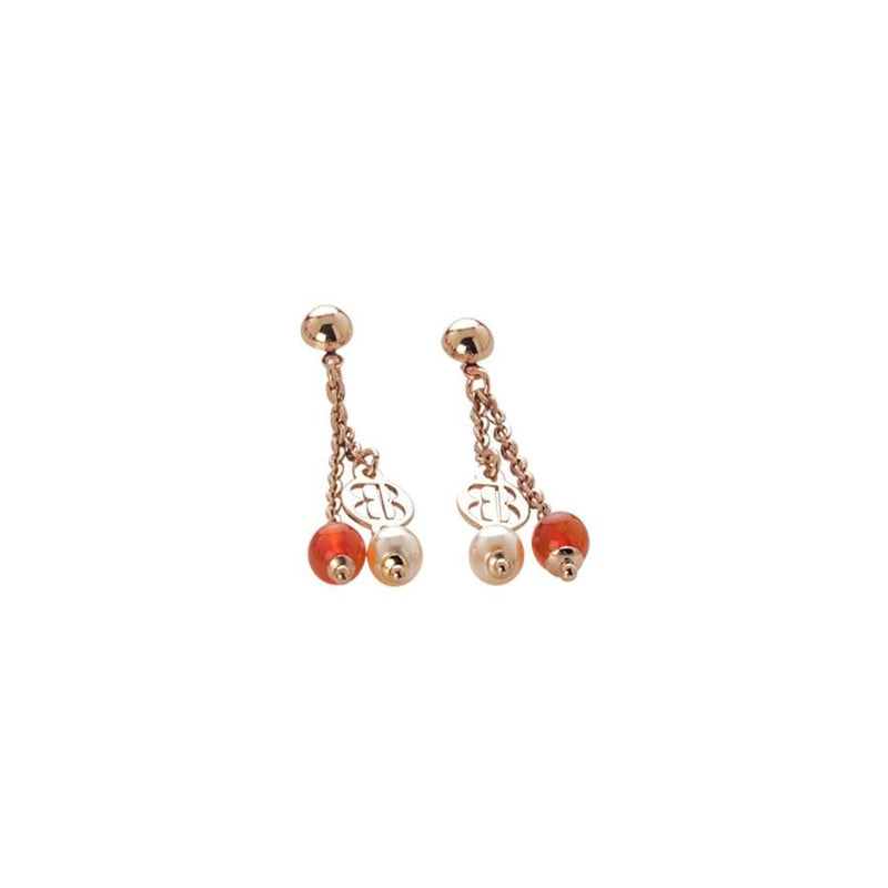 Orecchini con perle Swarovski peach e agata orange Default Title