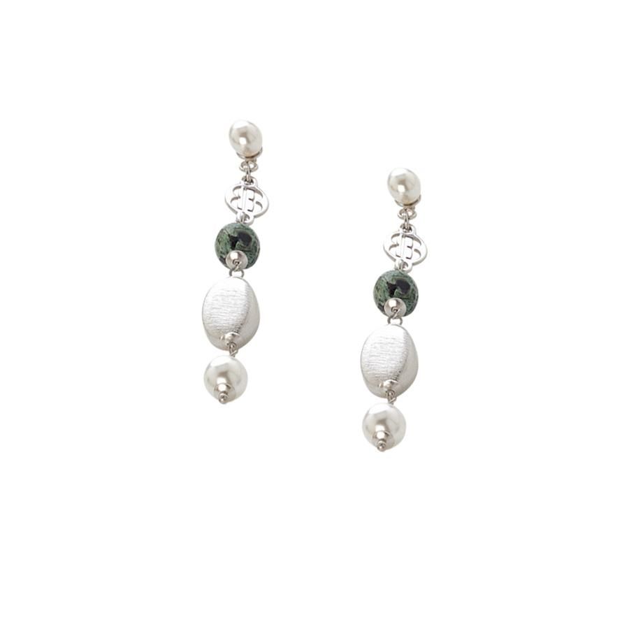 Orecchini con perle Swarovski white e agata mix matt Default Title