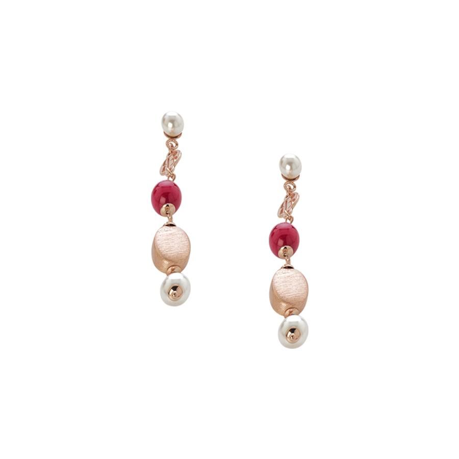 Orecchini con perle Swarovski white e agata fucsia Default Title