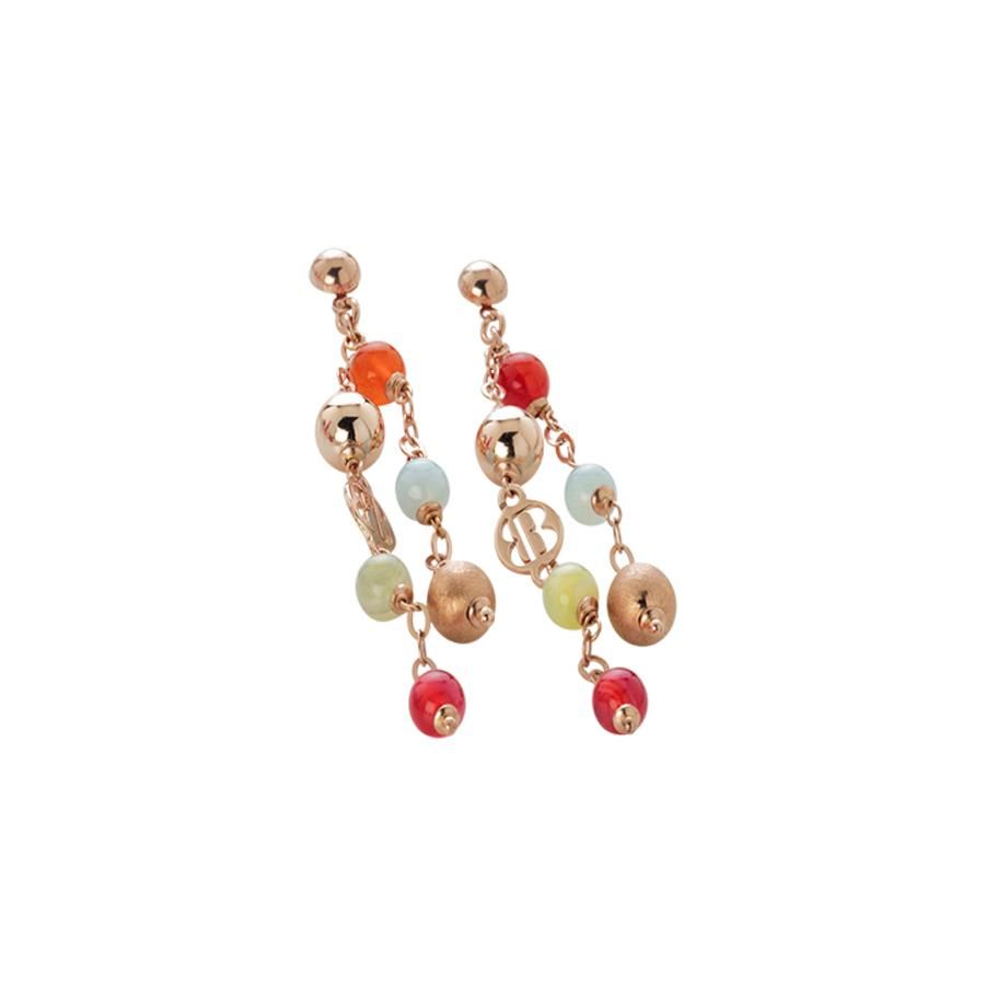 Orecchini con agata light yellow, orange, fucsia e celeste e sfere rosate Default Title