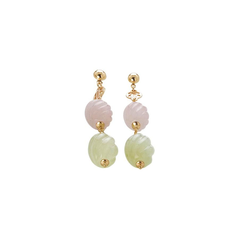 Orecchini con quarzo rosa e agata jade torchon Default Title