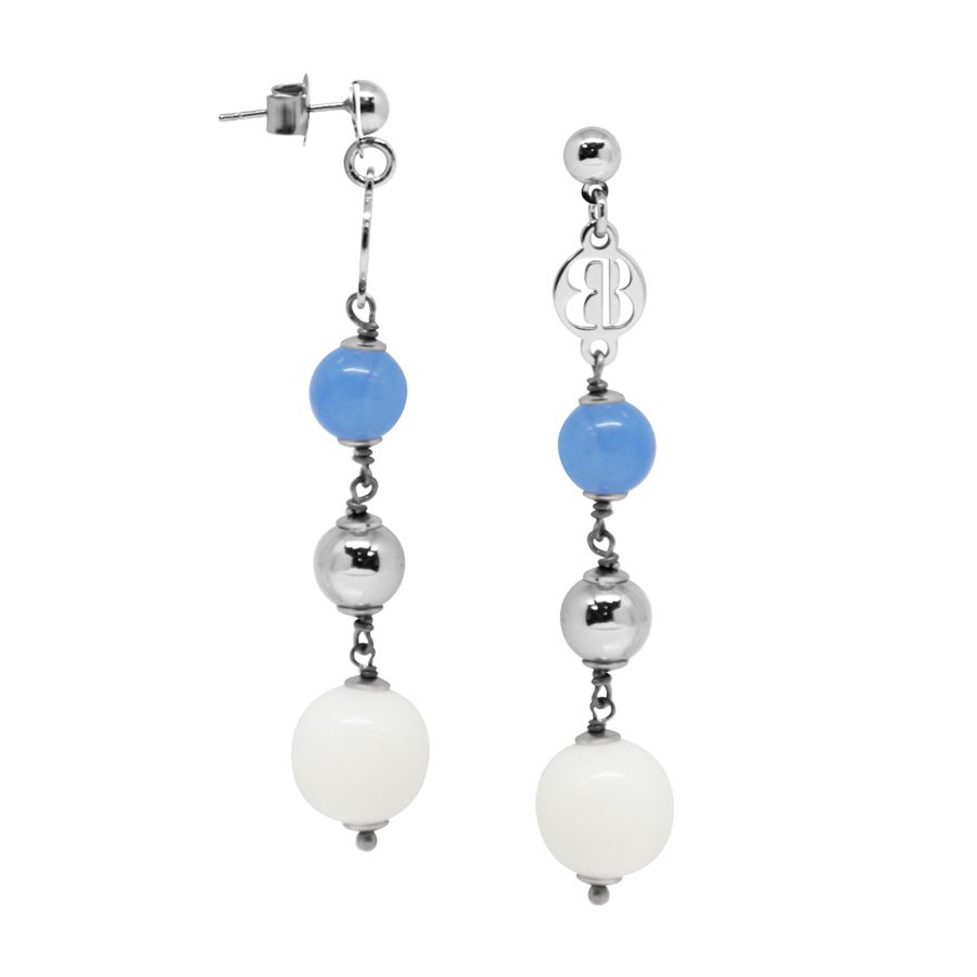 Orecchini agata light blue e agata white Default Title