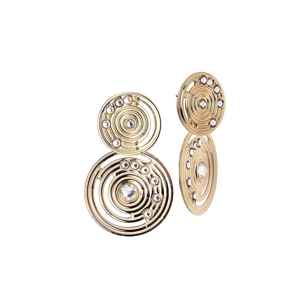 Orecchini placcati oro giallo con pendenti di ispirazione Maya e Swarovski Default Title