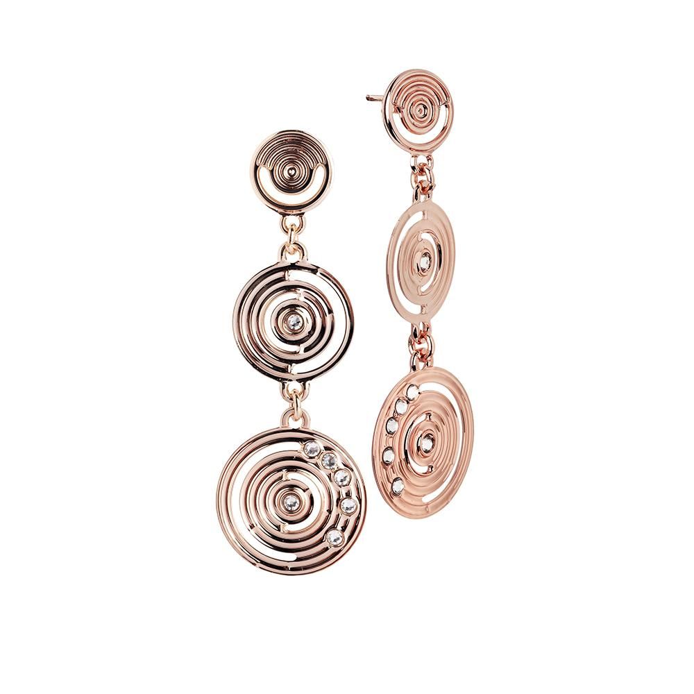 Orecchini pendenti placcati oro rosa dal disegno concentrico e Swarovski Default Title