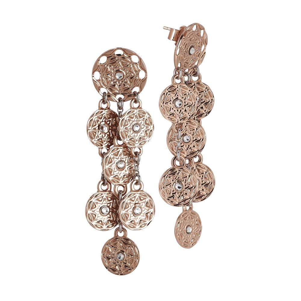 Orecchini placcati oro rosa con pendenti a grappolo dal decoro etrusco e Swarovski Default Title