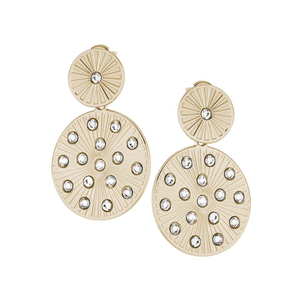 Orecchini dorati con pendenti circolari a raggi e Swarovski Default Title