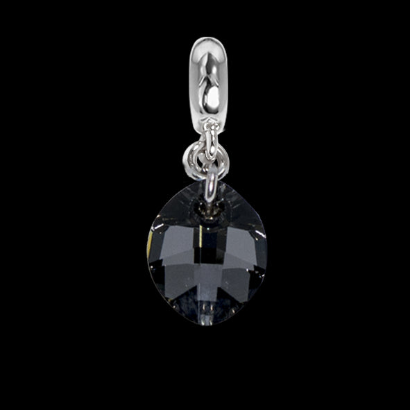 Charm con cristallo Swarovski a goccia silver night Default Title