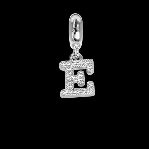 Charm con lettera E in zirconi Default Title