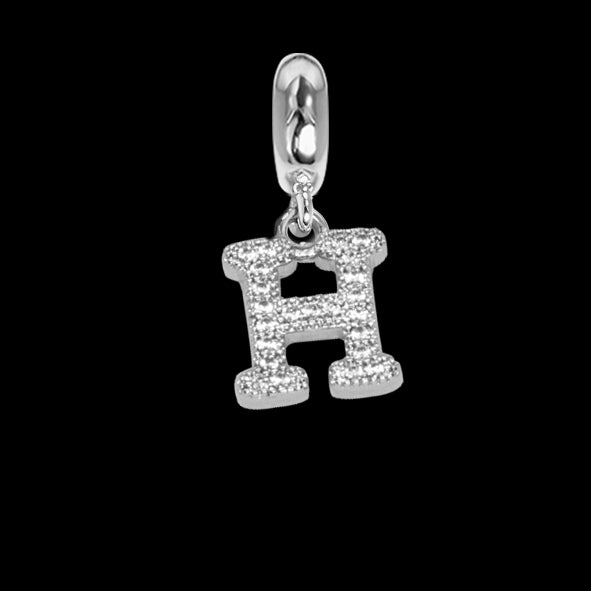 Charm con lettera H in zirconi Default Title